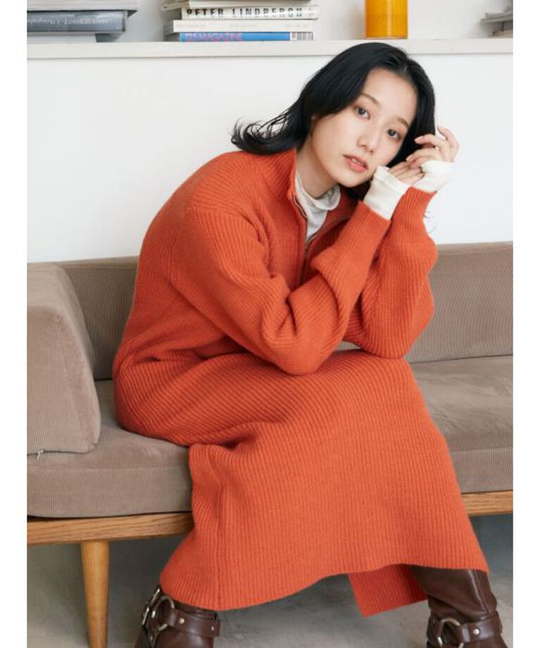 Ungrid「【WEB限定】ハイネックジップニットワンピース」|ワンピース|