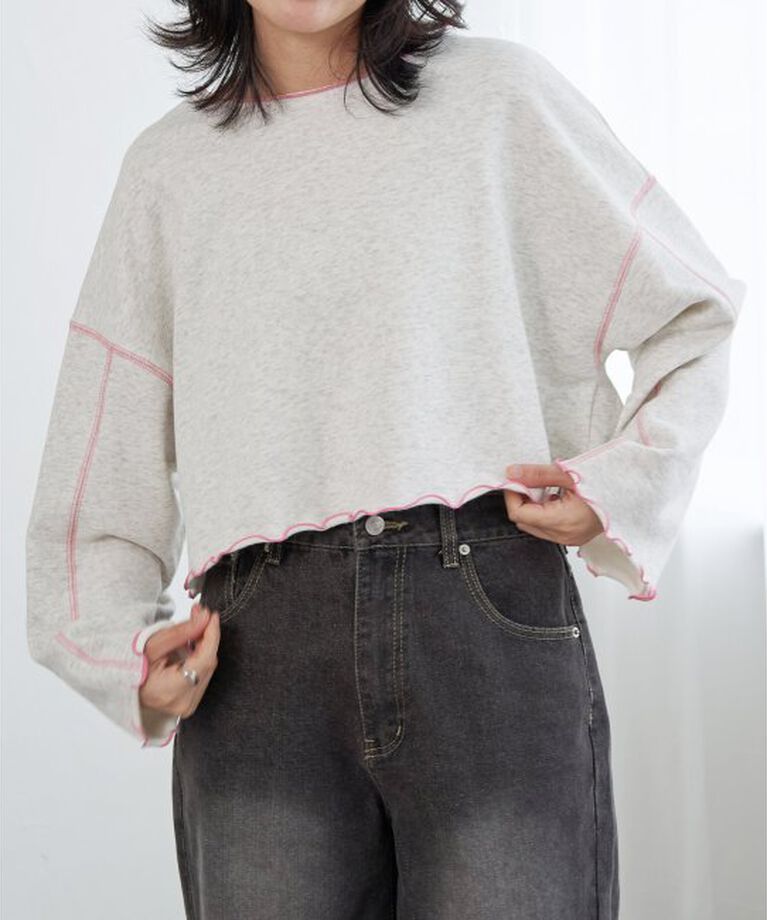 VENCE share style「裏毛配色ステッチトップス」|スウェット・ジャージ|