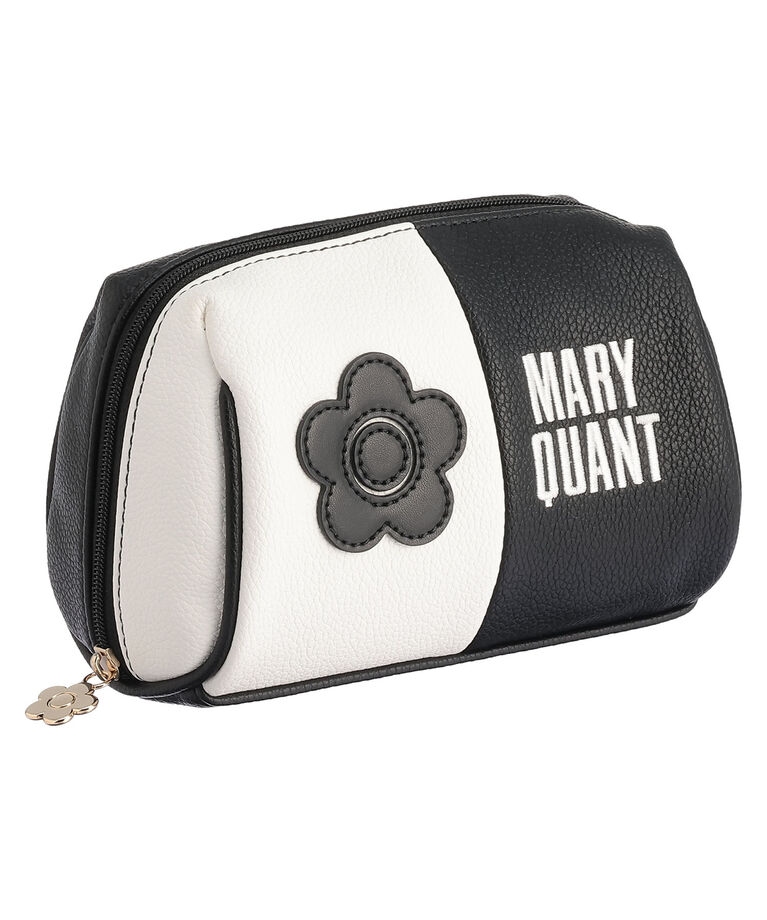 MARY QUANT「バイカラーデイジーロゴ オーバルポーチ」|ポーチ|ブラック×ホワイト