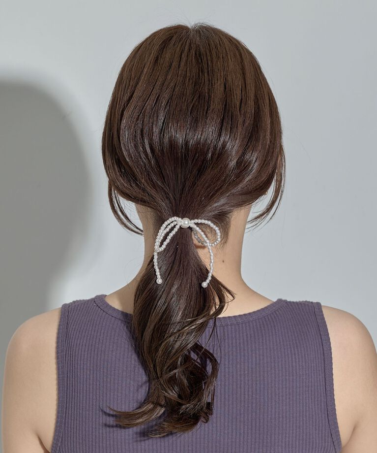 Phoebe「ハングパールリボンポニーフックヘアカフ」|ヘアゴム・シュシュ|