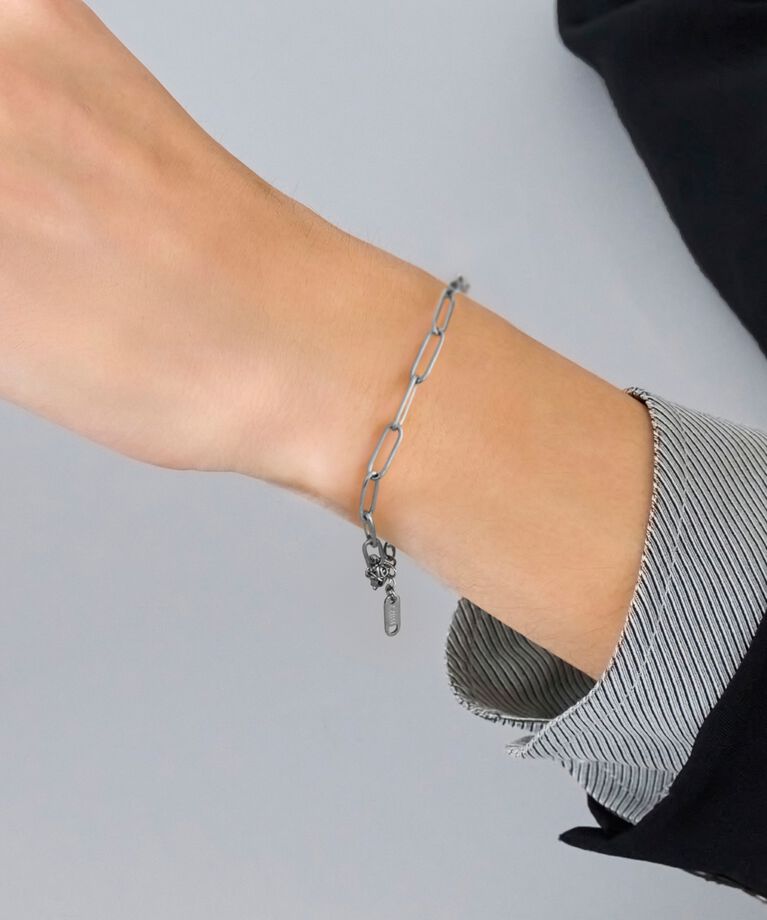Phoebe「【金属アレルギー対応】チャンキーミックスチェーンブレスレット　シルバー/サージカルステンレス」|ブレスレット・バングル|シルバー