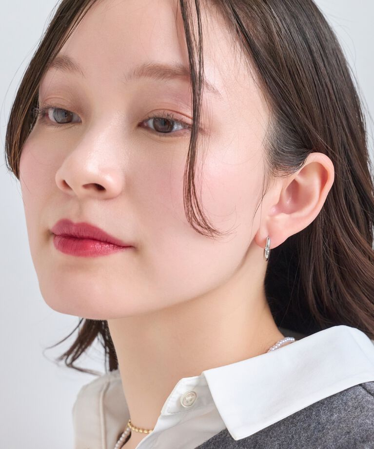 Phoebe「【金属アレルギー対応】スターリービジューワンタッチフープピアス　シルバー/サージカルステンレス」|ピアス|