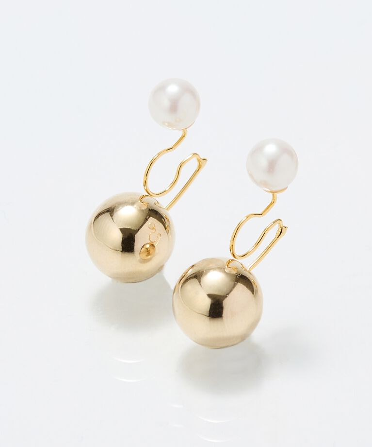 Phoebe「バックモチーフイヤリング　パール×メタル」|イヤリング|