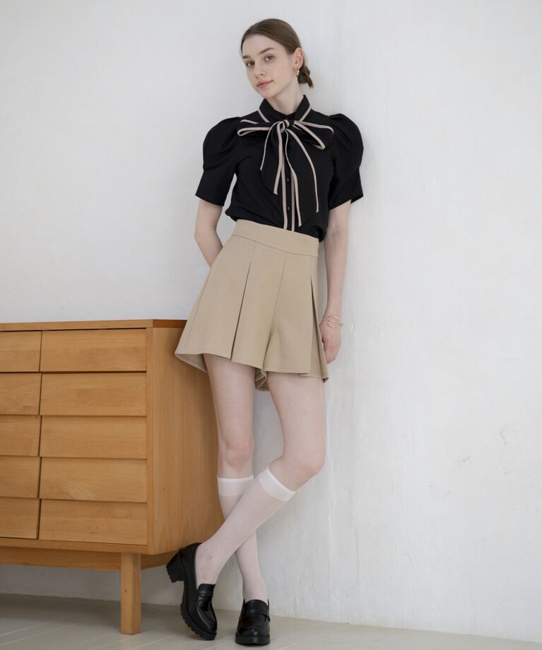 アンドクチュール「ブッチャーショートパンツ」|キュロット|ベージュ