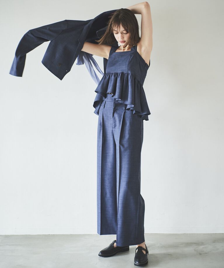 アンドクチュール「シャンブレーハイウエストワイドパンツ」|その他|