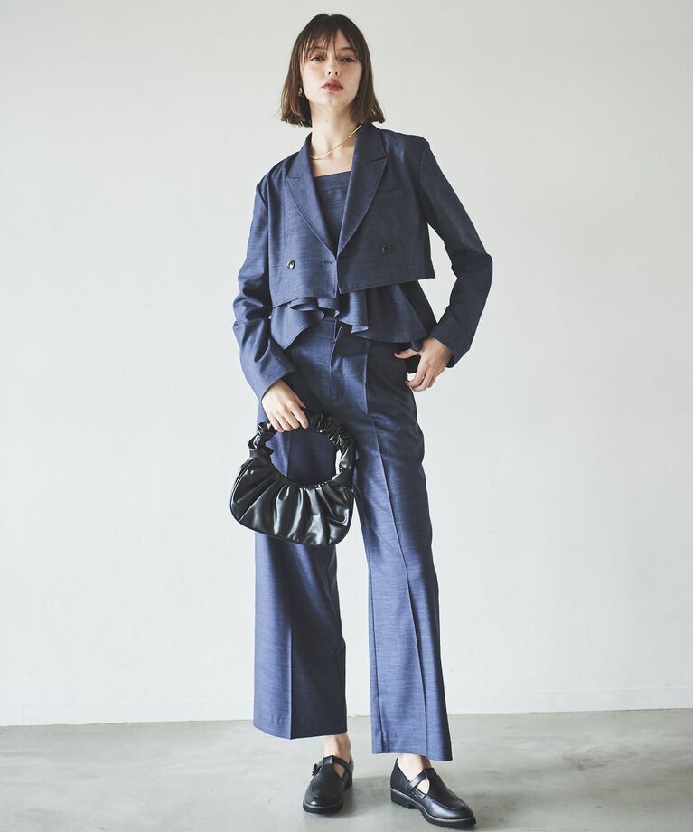 アンドクチュール「シャンブレーハイウエストワイドパンツ」|その他|