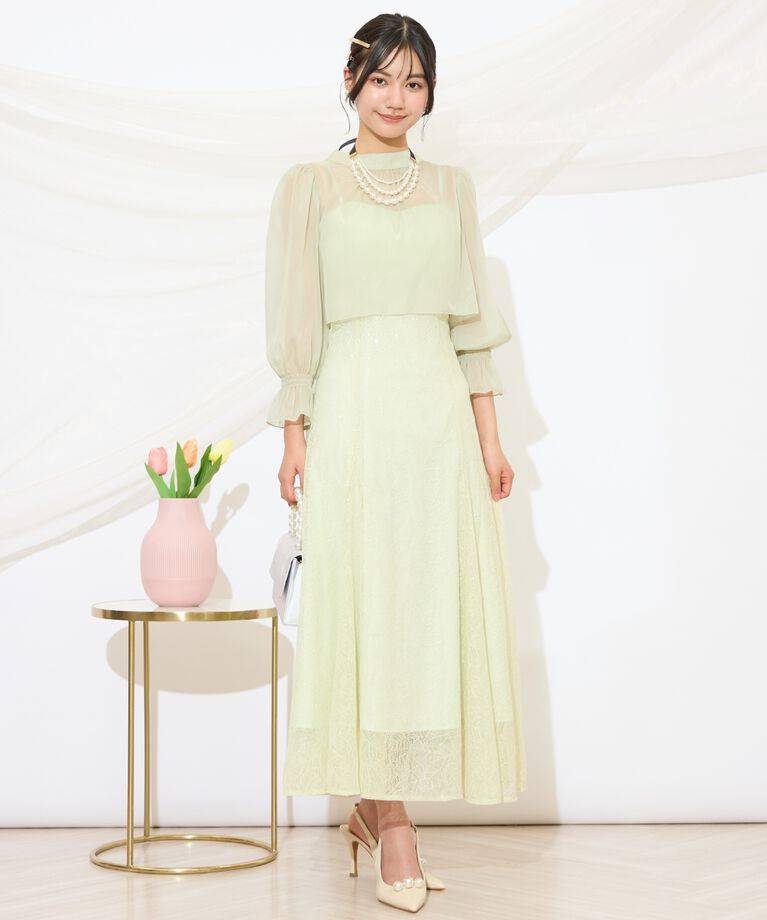 WILLSELECTION「スパンコールレースワンピース」|ドレス|