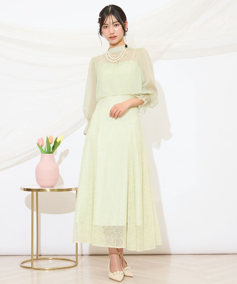 WILLSELECTION「スパンコールレースワンピース」|ドレス|