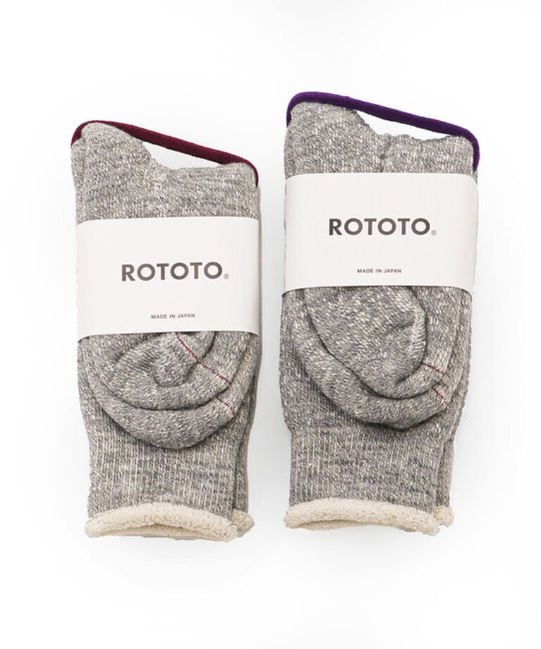 ROTOTO「【ロトト】ダブルフェイス クルー/グレー コットン ウール/ソックス メンズ レディース」|ソックス|