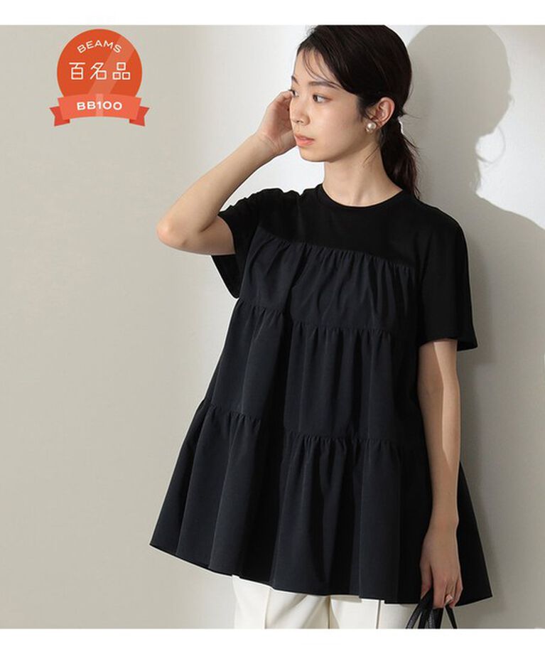 Demi-Luxe BEAMS 「コンビ ティアード プルオーバー」|シャツ・ブラウス|BLACK