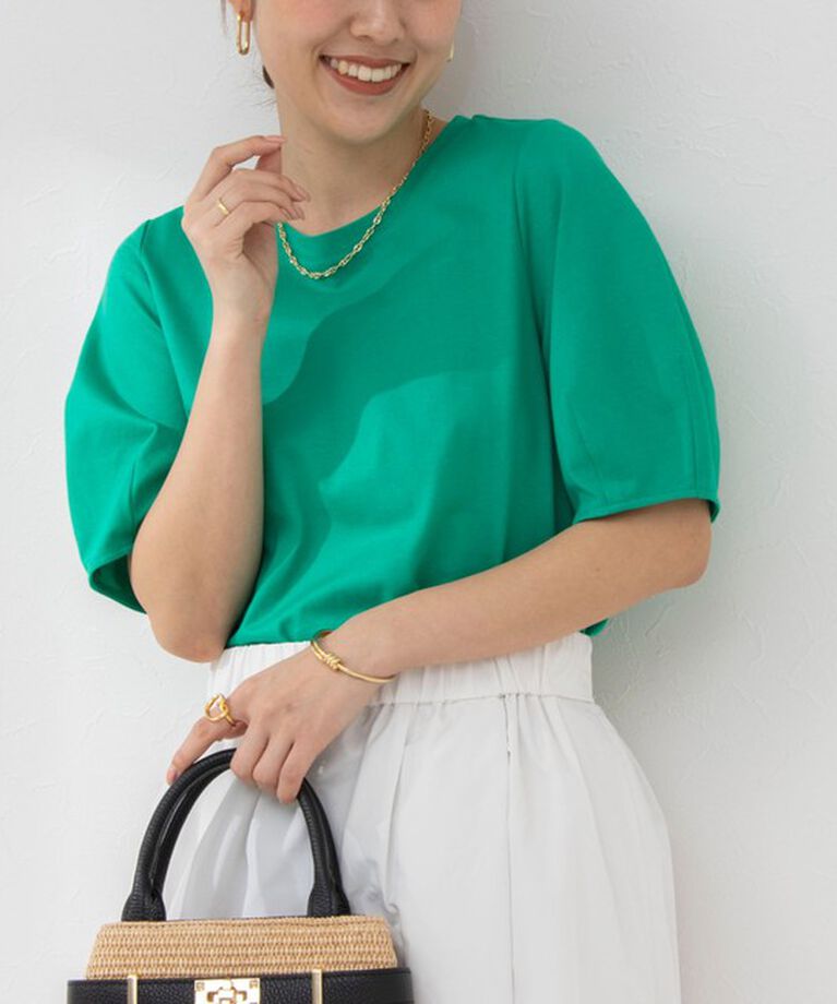 NOLLEY'S「BASIC 5分袖プルオーバーカットソー」|Tシャツ・カットソー|グリーン