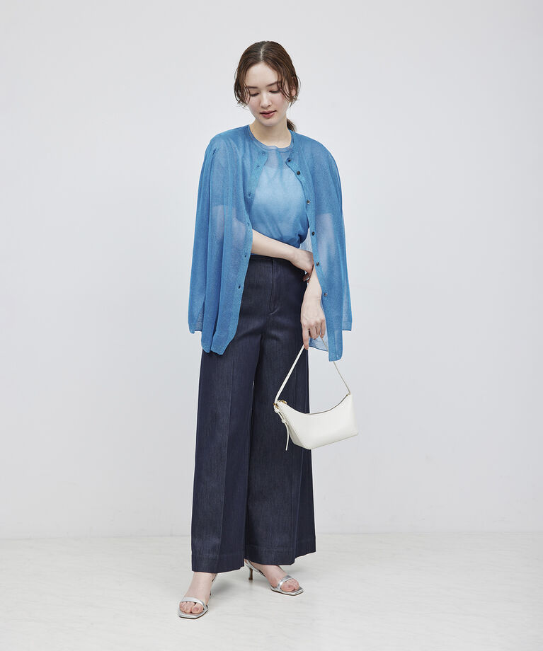 ROPE「【洗える】ラメシアーニット半袖プルオーバー【アンサンブル対応】」|ニット・セーター|