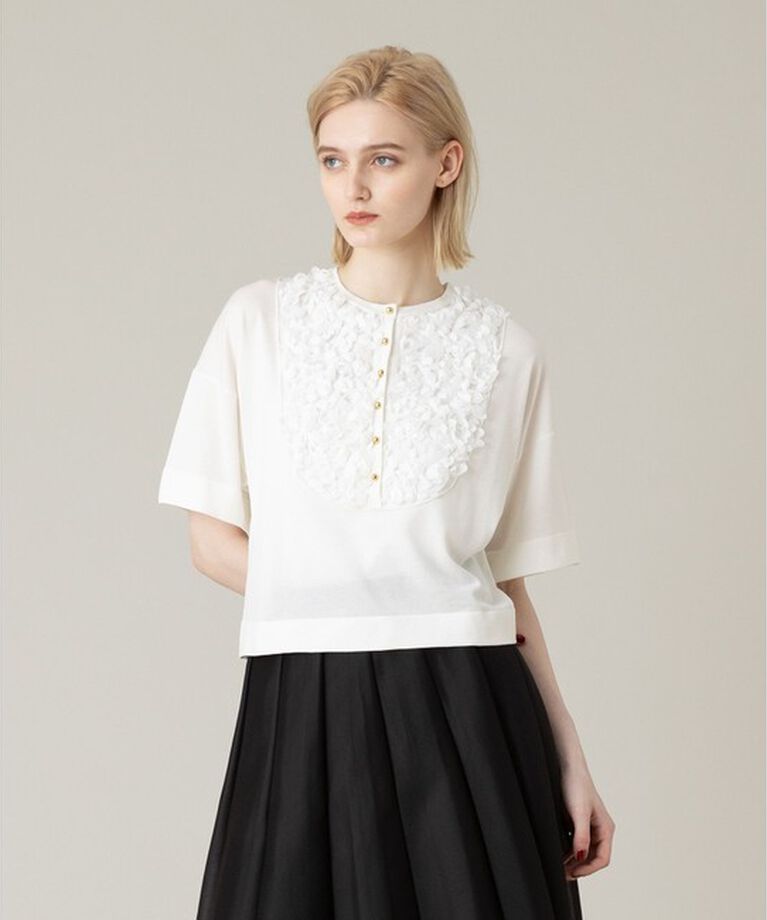 LOULOU WILLOUGHBY「【LOULOU WILLOUGHBY】フローラルフロントプルオーバー」|ニット・セーター|
