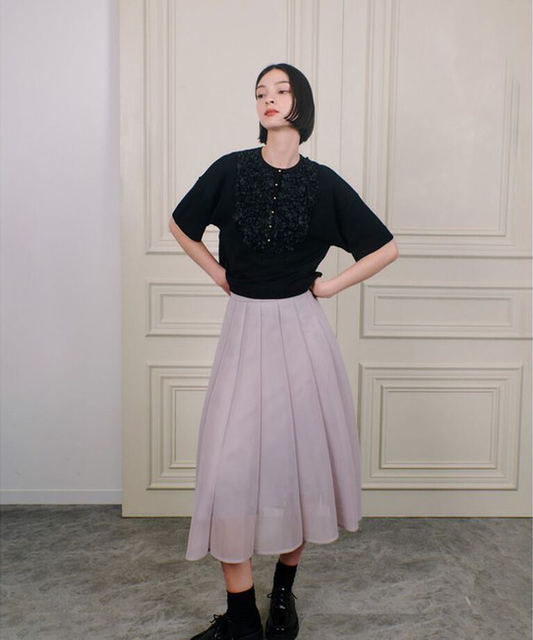 LOULOU WILLOUGHBY「【LOULOU WILLOUGHBY】フローラルフロントプルオーバー」|ニット・セーター|