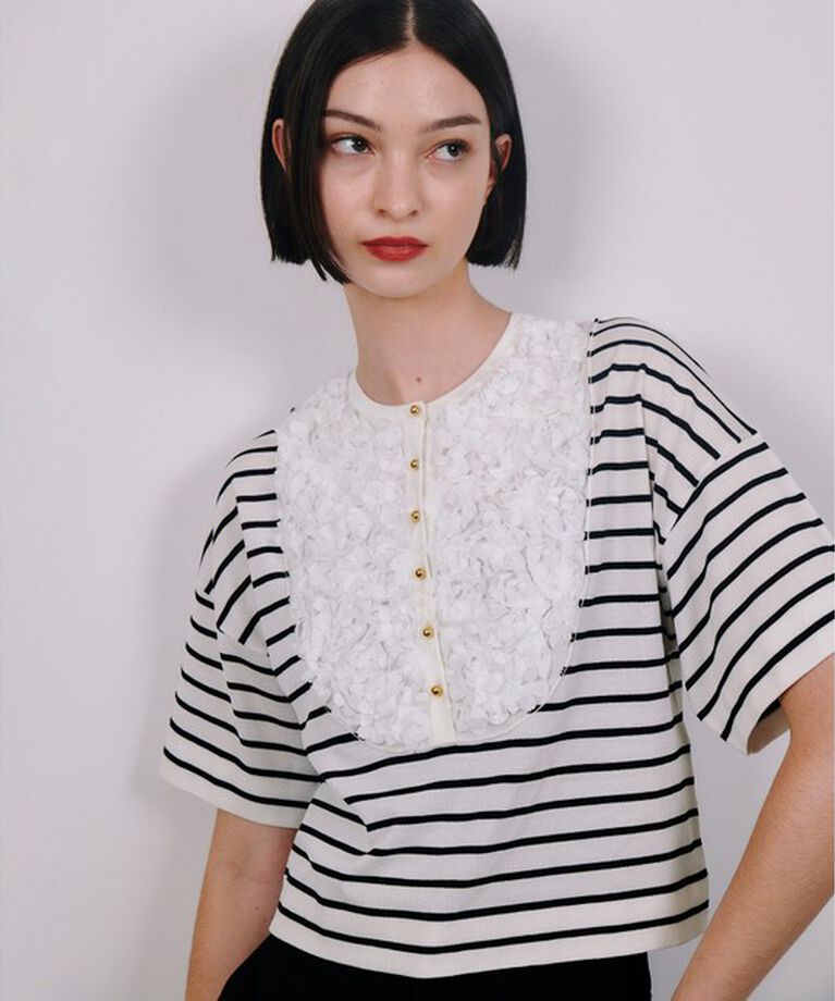 LOULOU WILLOUGHBY「【LOULOU WILLOUGHBY】フローラルフロントプルオーバー」|ニット・セーター|