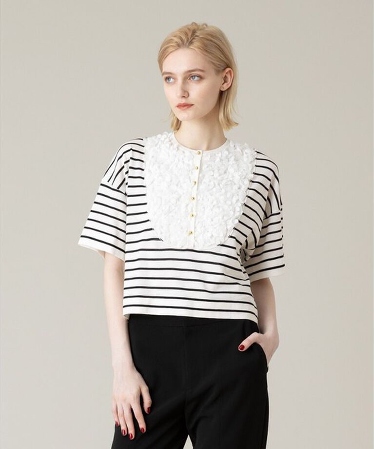 LOULOU WILLOUGHBY「【LOULOU WILLOUGHBY】フローラルフロントプルオーバー」|ニット・セーター|