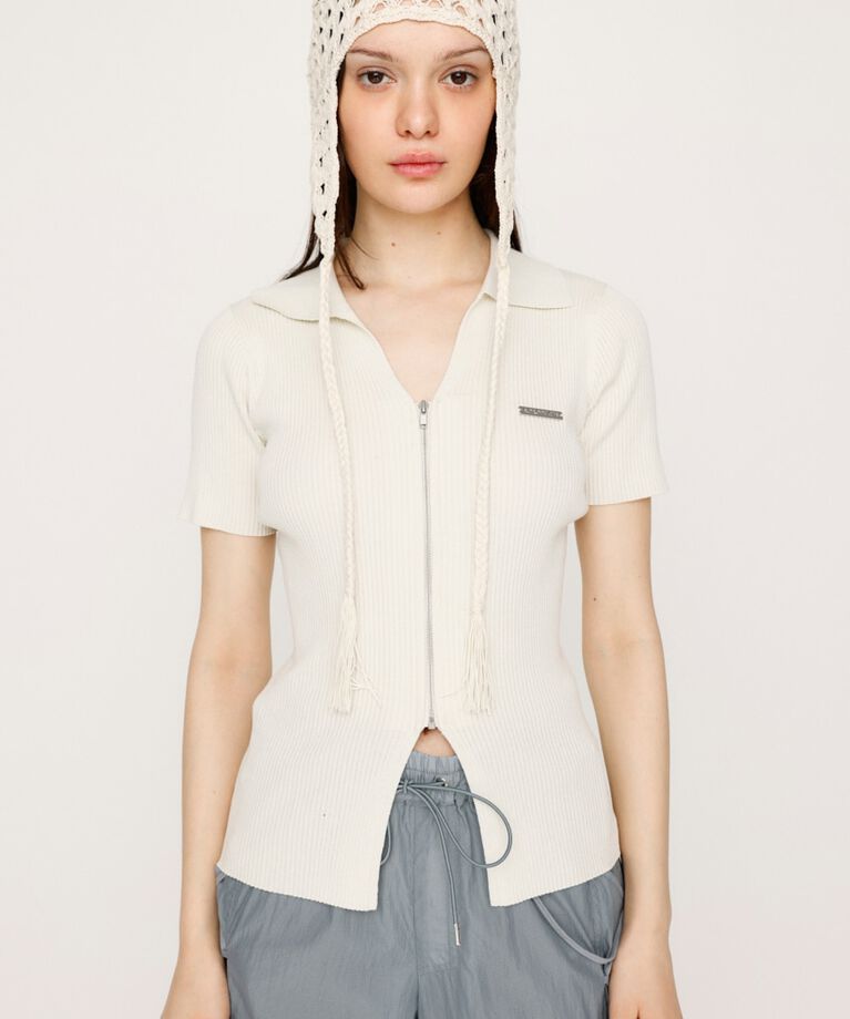 SLY「DUAL COLOR FRONT ZIP KNIT トップス」|ニット・セーター|
