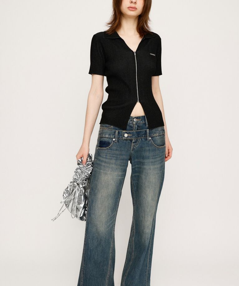 SLY「DUAL COLOR FRONT ZIP KNIT トップス」|ニット・セーター|