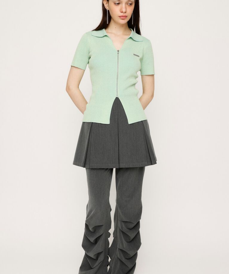 SLY「DUAL COLOR FRONT ZIP KNIT トップス」|ニット・セーター|