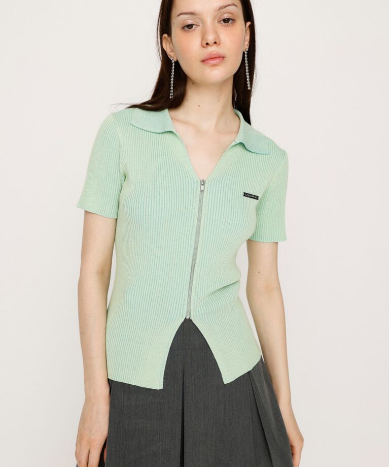 SLY「DUAL COLOR FRONT ZIP KNIT トップス」|ニット・セーター|
