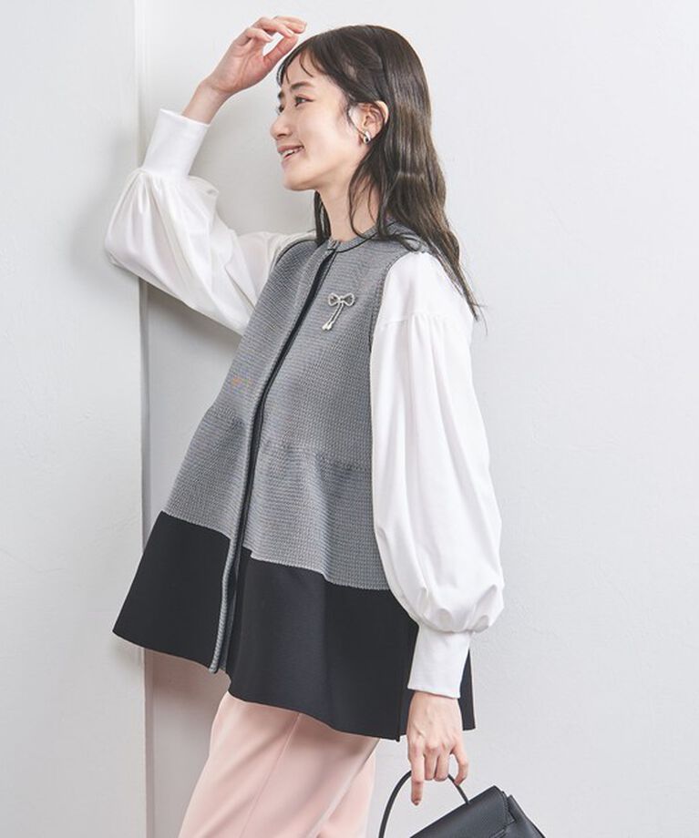 UNITED ARROWS「P リボンブローチ ニットベスト」|ニット・セーター|BLACK