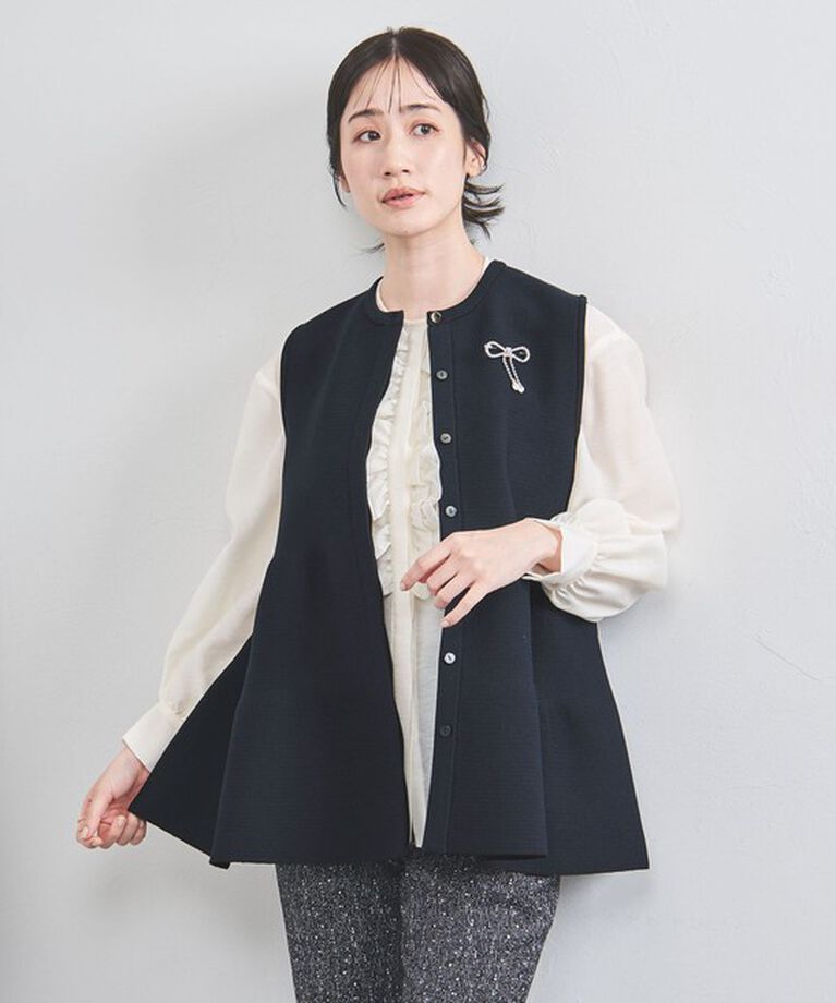 UNITED ARROWS「P リボンブローチ ニットベスト」|ニット・セーター|NAVY