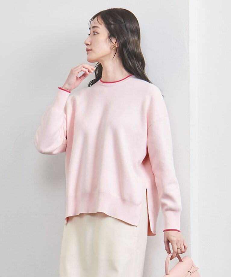 UNITED ARROWS「スムース クルーネックニット」|ニット・セーター|LT.PINK
