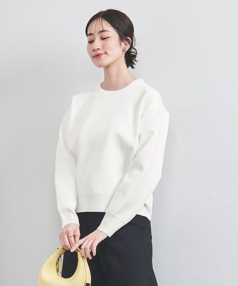 UNITED ARROWS「スウェットライク クルーネック ニットプルオーバー」|ニット・セーター|WHITE