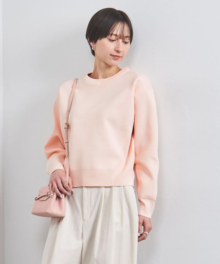 UNITED ARROWS「スウェットライク クルーネック ニットプルオーバー」|ニット・セーター|LT.PINK