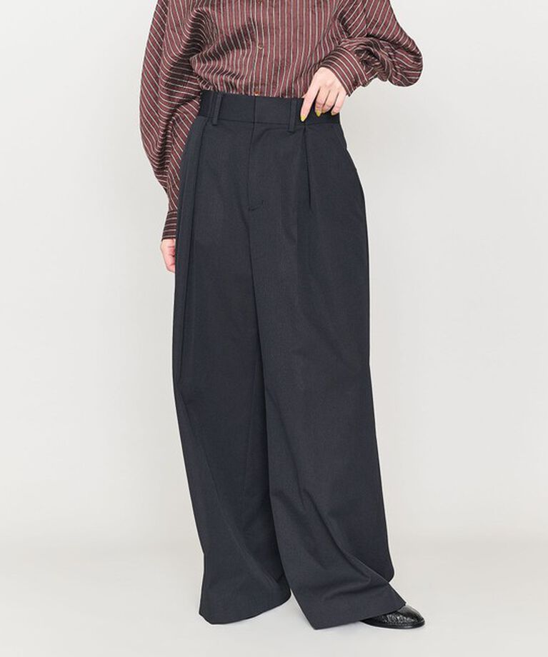 ASTRAET「＜ASTRAET＞タック ワイド フレアパンツ」|その他|BLACK
