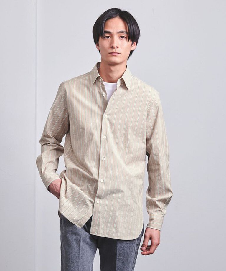 UNITED ARROWS「ALBINI カラーストライプ セミワイドカラーシャツ」|シャツ・ブラウス|