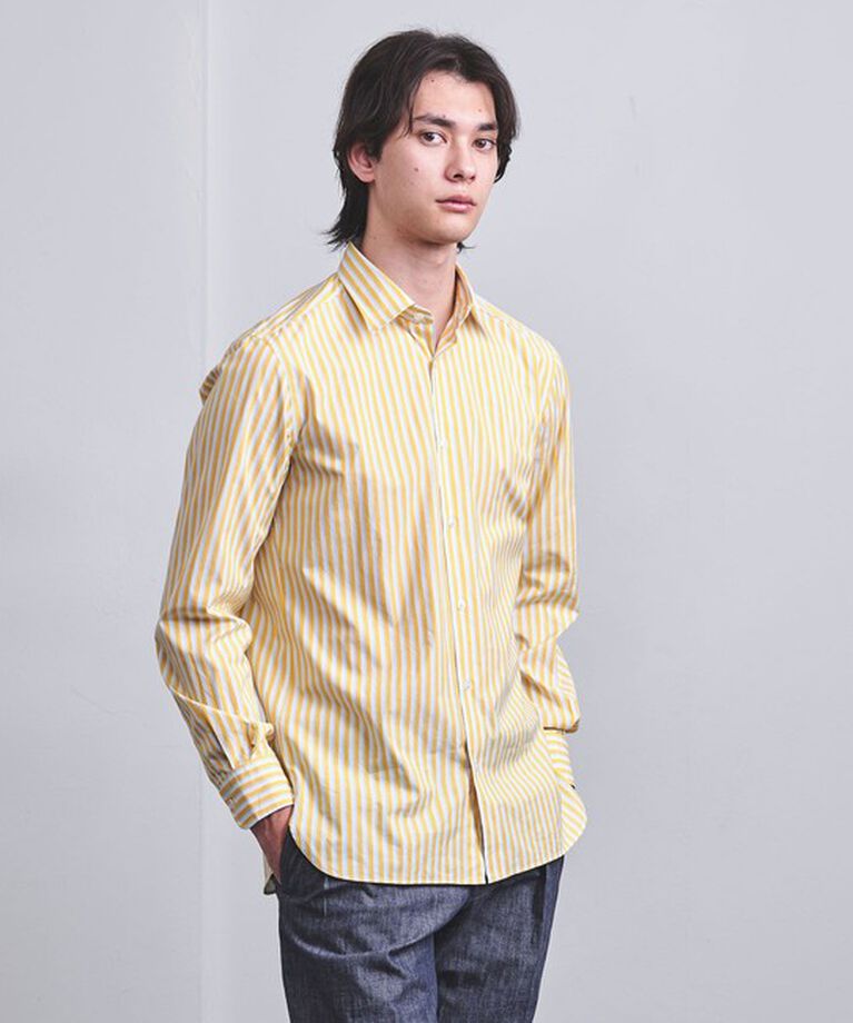 UNITED ARROWS「ALBINI カラーストライプ セミワイドカラーシャツ」|シャツ・ブラウス|YELLOW