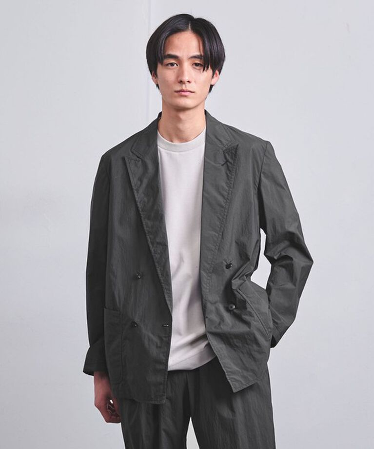 UNITED ARROWS「ダントツ撥水 オーディナリー ナイロン ４ボタン ダブル ジャケット」|テーラードジャケット|BLACK