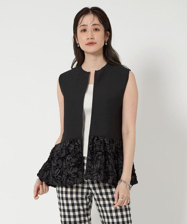 UNITED ARROWS「フラワー サテン コンビ ベスト」|ベスト・ジレ|BLACK