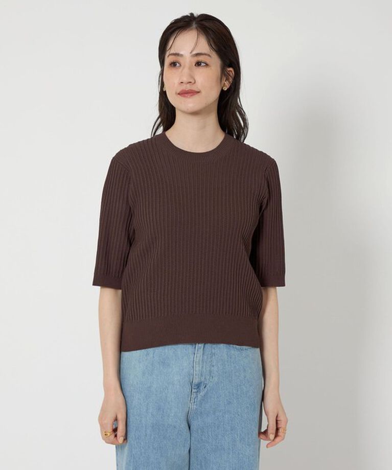 UNITED ARROWS「メッシュ ハーフスリーブ ニット」|ニット・セーター|