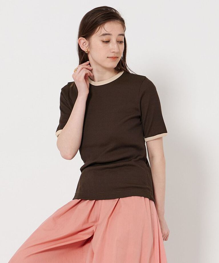 UNITED ARROWS「リブ バイカラーパイピング Tシャツ」|Tシャツ・カットソー|DK.BROWN