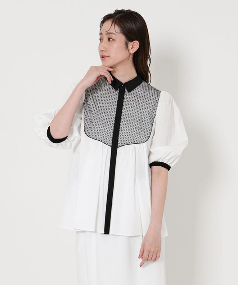 UNITED ARROWS「エンブロイダリー ショートスリーブ ブラウス」|シャツ・ブラウス|