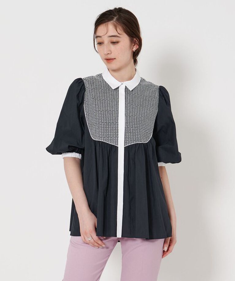 UNITED ARROWS「エンブロイダリー ショートスリーブ ブラウス」|シャツ・ブラウス|