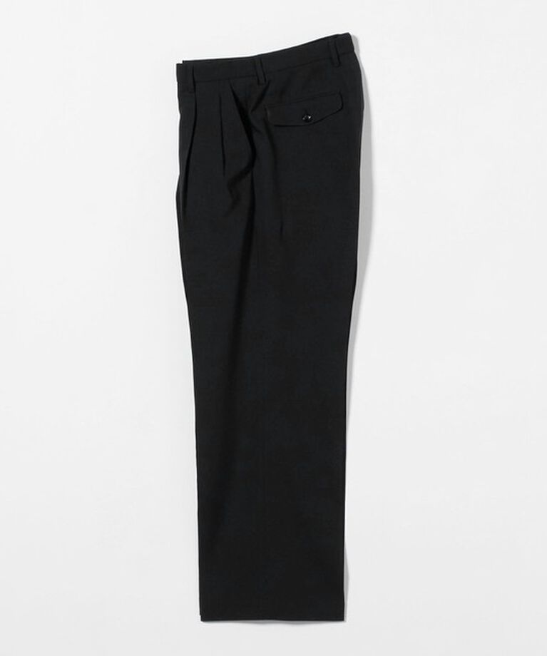 UNITED ARROWS「＜District＞ ポリエステル 2プリーツ ワイドスラックス」|スラックス|BLACK