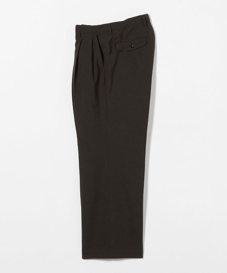 UNITED ARROWS「＜District＞ ポリエステル 2プリーツ ワイドスラックス」|スラックス|DK.BROWN