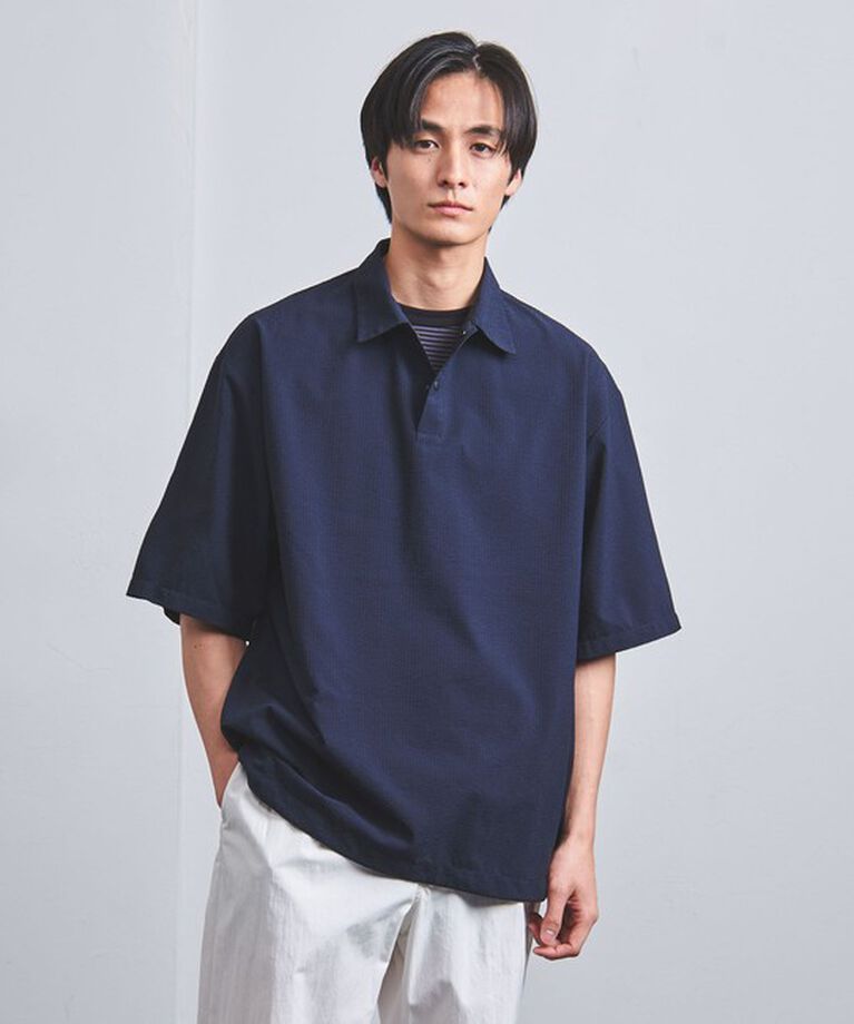 UNITED ARROWS「DotAir ドットエア サッカー ヘムコード プルオーバー -吸水速乾・ストレッチ-」|シャツ・ブラウス|NAVY