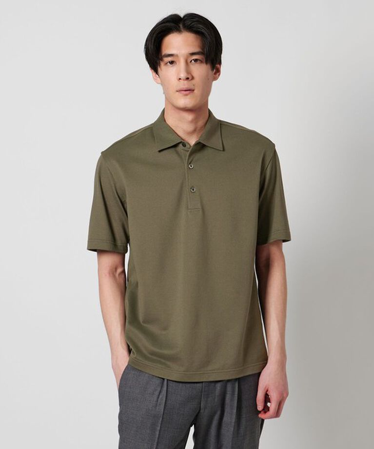 UNITED ARROWS「カノコ ワンピースカラー ポロシャツ COMFORT EASY-MODEL -抗菌防臭-」|ポロシャツ|OLIVE