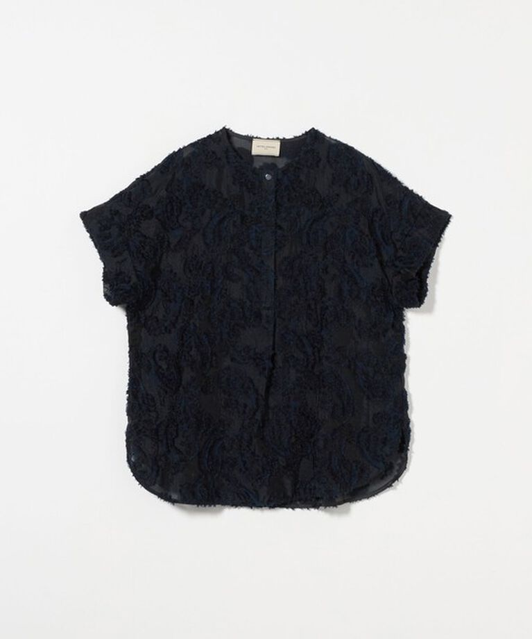 UNITED ARROWS「ペイズリー カットジャガード ショートスリーブブラウス」|シャツ・ブラウス|NAVY