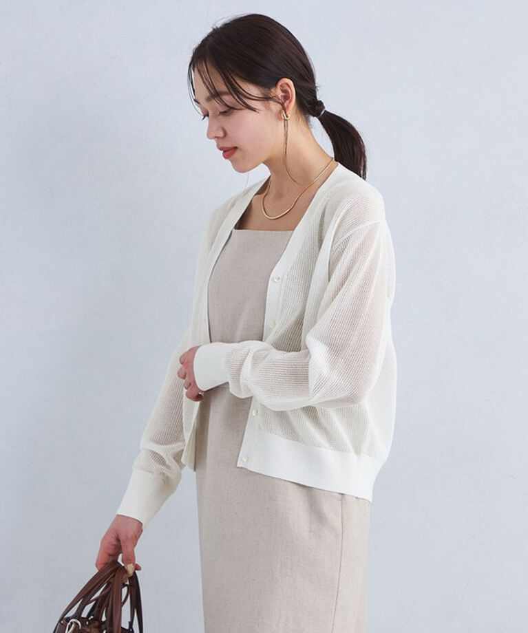 UNITED ARROWS green label relaxing「メッシュ Vネック ニット カーディガン -ウォッシャブル-」|カーディガン|