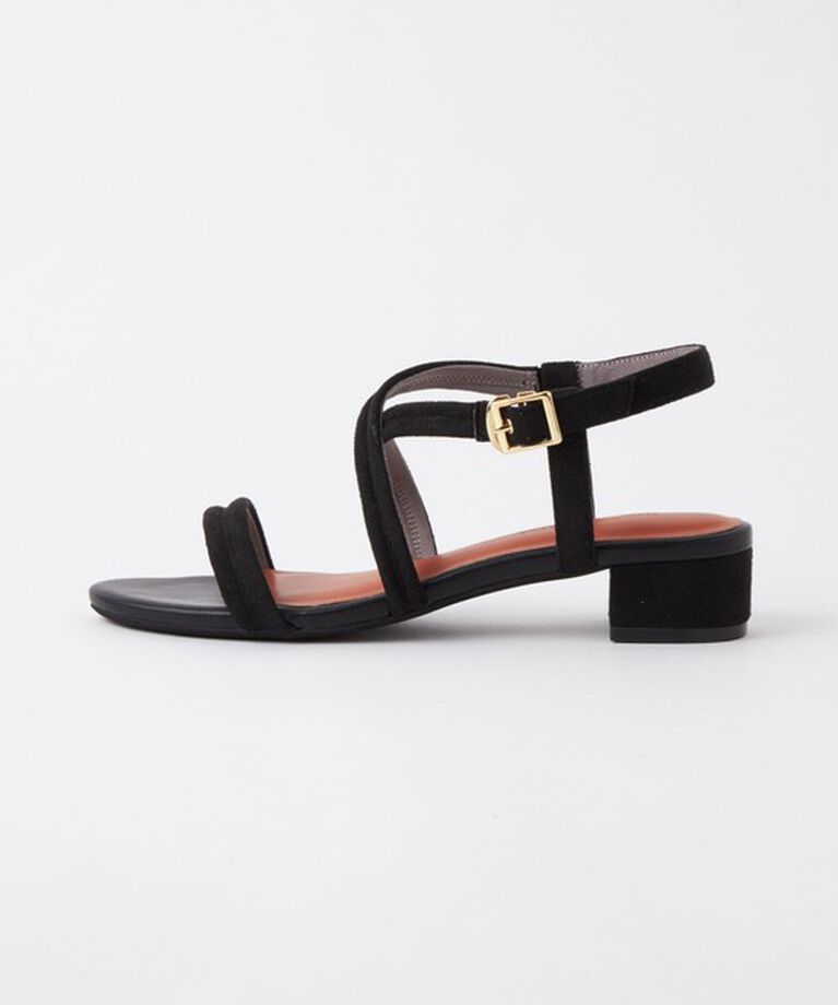 UNITED ARROWS green label relaxing「パデッドクロス サンダル（3cmヒール）」|サンダル|BLACK