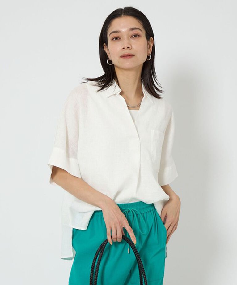 UNITED ARROWS green label relaxing「フレンチリネン スキッパー 5分袖 シャツ」|シャツ・ブラウス|