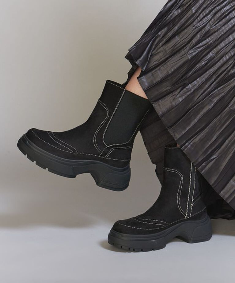 BEAUTY&YOUTH UNITED ARROWS「＜PAES＞ステッチ サイドゴア ショートブーツ 」|ショートブーツ|BLACK