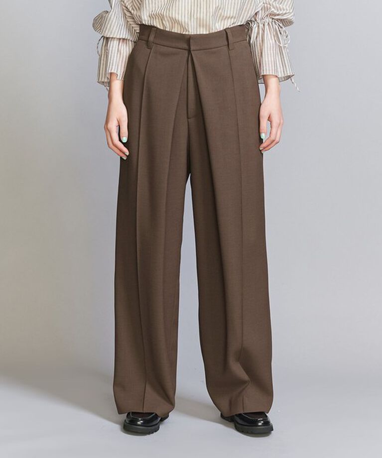 BEAUTY&YOUTH UNITED ARROWS「フロントタック ワイドパンツ」|チノ|DK.BROWN