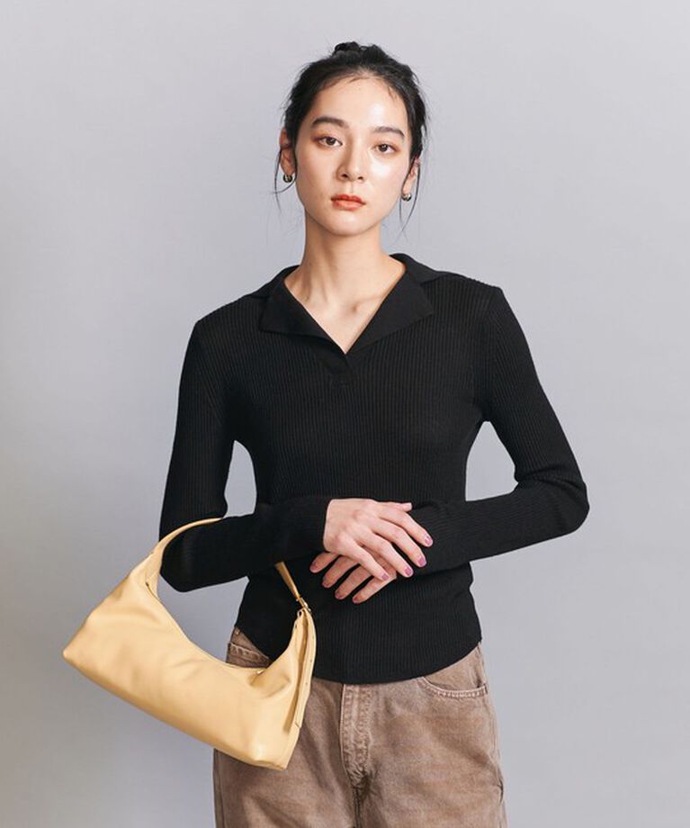 BEAUTY&YOUTH UNITED ARROWS「コットンリブ オープンカラーニット -ウォッシャブル-」|ニット・セーター|