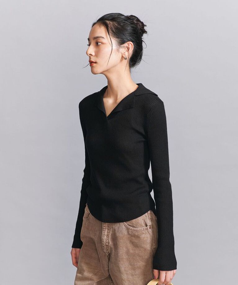 BEAUTY&YOUTH UNITED ARROWS「コットンリブ オープンカラーニット -ウォッシャブル-」|ニット・セーター|